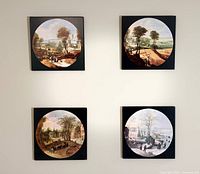 All four plaques hung together showing seasonal set