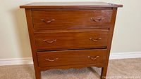 front view of pine 3-drawer dresser