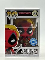 Front view of boxed Funko POP! Lady Deadpool #549 figure