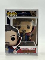 Front view of boxed Doctor Strange Funko Pop showing figure and graphics