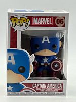 Front view of boxed Funko Pop! Captain America #06