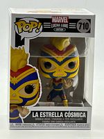 Front view of boxed Funko Pop La Estrella Cosmica #710