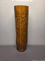 Front view of carved bamboo brush pot