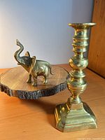 Elephant figurine and candlestick full view