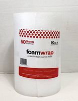 Front view of labelled foamwrap roll