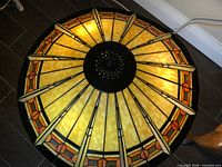 Top view of stained glass shade pattern and colors