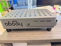 Side view showing Hooga branding, gray metallic finish, mounting bracket, ventilation slits