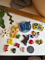 Group shot of all magnets showing colours, motifs and sizes