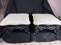 Pair of cast iron footstools front view