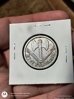 Reverse side with labrys axe and wheat ears legend "ETAT FRANÇAIS"