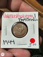 Reverse showing 1944 date and wren design in cardboard flip sleeve