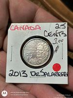 Reverse of 2013 Canadian quarter in 2x2 flip showing De Salaberry design