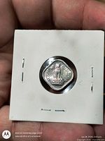 Obverse of the 1967 India 1 Paisa coin in cardboard holder