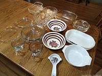 All glass and ceramic items arranged on table