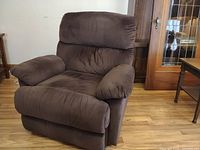 Front view of brown electric recliner chair