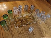 Lot overview showing all glassware groups and carrier on table