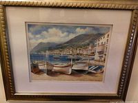 Full view of framed print showing frame, mat and artwork