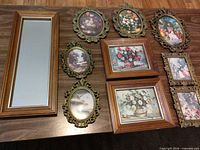 overview of all framed pieces laid out on table