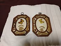 Both octagonal butterfly plaques side by side