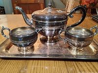 Tea service front view on tray