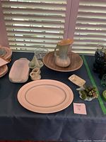 Overall view of all ceramic pieces on table