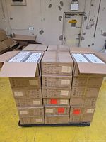 Full pallet with stacked cartons of keycaps