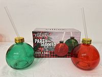 Entire set: red and green glass sippers with box