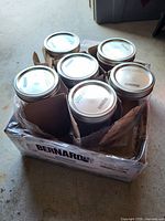 Box containing six Bernardin mason jars