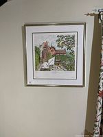 Full view of framed print on wall