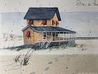 Close-up of central beach house illustration