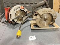 Both circular saws side by side showing overall condition and cords