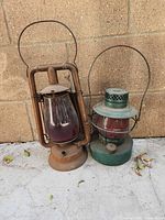 Both lanterns front view against wall