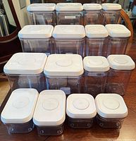 front view of all 16 containers arranged by size