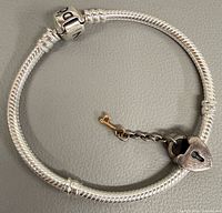 Full view of bracelet showing clasp and safety chain