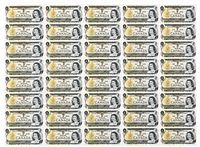 Full view of uncut sheet showing 40 notes