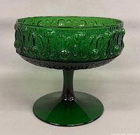 Side view showing full pedestal bowl and textured pattern