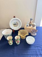 Group shot of all pottery and ceramics on table
