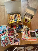 Spread of One Piece trading cards, deck box, booster box