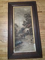 Front view showing oak frame, gold slip and countryside print