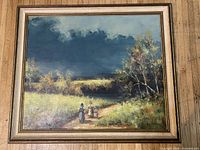 Front view of framed landscape painting signed Nagy Anita