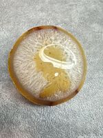 Polished face showing color bands and quartz center