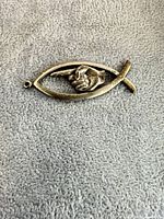 Front view horizontal fish outline with pointing hand