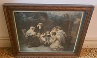 Framed lithograph front view showing image and frame