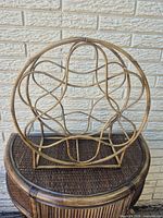 Front view of bamboo-look metal wine rack
