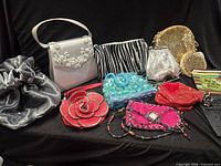 Group shot showing all ten purses and clutches