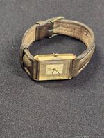 Front view of Jaz rectangular watch on leather strap