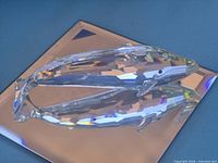 Top view of whale figurine on mirrored base