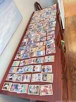 Full table view showing quantity and arrangement of baseball cards