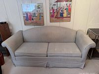 Front view of upholstered sofa sleeper
