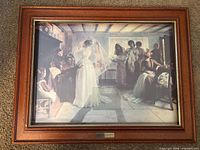 Front view of framed reproduction print under glass